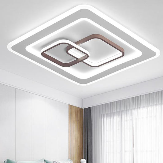 Square Bedroom Flush Mount Lamp Acrylic LED Contemporary Close to Ceiling Lighting in White Clearhalo 'Ceiling Lights' 'Close To Ceiling Lights' 'Close to ceiling' 'Flush mount' Lighting' 297618