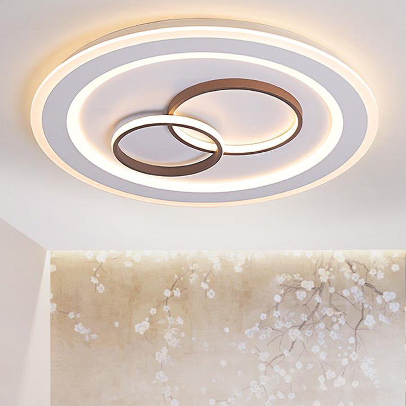 24.5"/31" Wide Circle Flush Mount Lighting Minimalist Acrylic LED Bedroom Ceiling Lamp in White White Clearhalo 'Ceiling Lights' 'Close To Ceiling Lights' 'Close to ceiling' 'Flush mount' Lighting' 297622