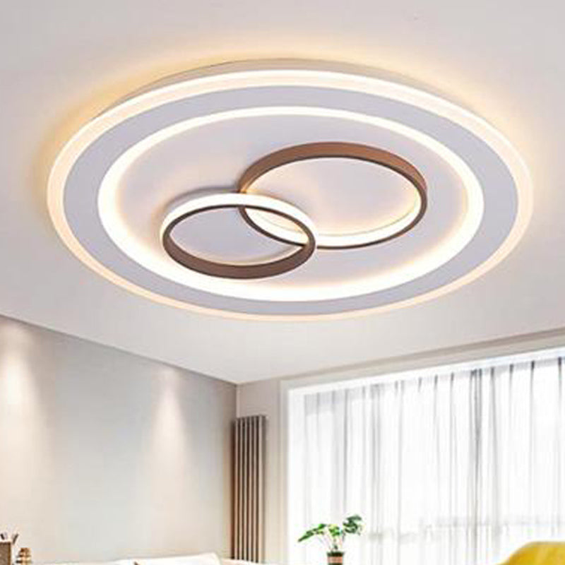 24.5"/31" Wide Circle Flush Mount Lighting Minimalist Acrylic LED Bedroom Ceiling Lamp in White Clearhalo 'Ceiling Lights' 'Close To Ceiling Lights' 'Close to ceiling' 'Flush mount' Lighting' 297623