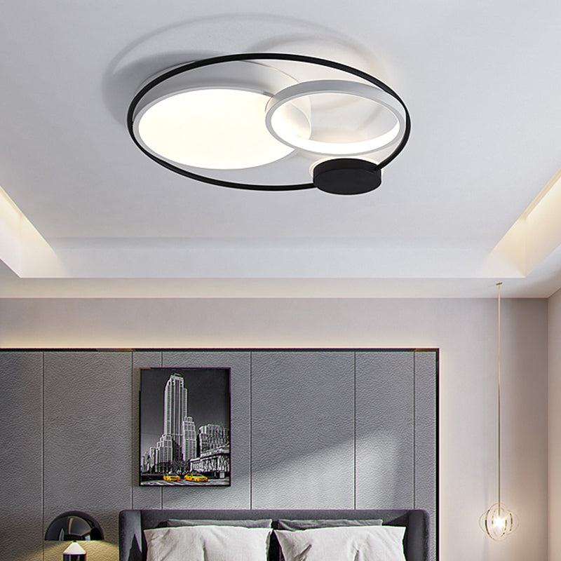 Acrylic Round Flush Ceiling Light Fixture Contemporary 16"/19"/23.5" Wide LED Flush Mount in Black and White Black-White Clearhalo 'Ceiling Lights' 'Close To Ceiling Lights' 'Close to ceiling' 'Flush mount' Lighting' 297628