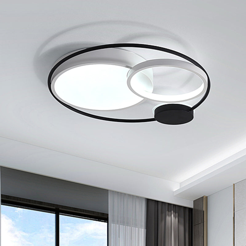 Acrylic Round Flush Ceiling Light Fixture Contemporary 16"/19"/23.5" Wide LED Flush Mount in Black and White Clearhalo 'Ceiling Lights' 'Close To Ceiling Lights' 'Close to ceiling' 'Flush mount' Lighting' 297629