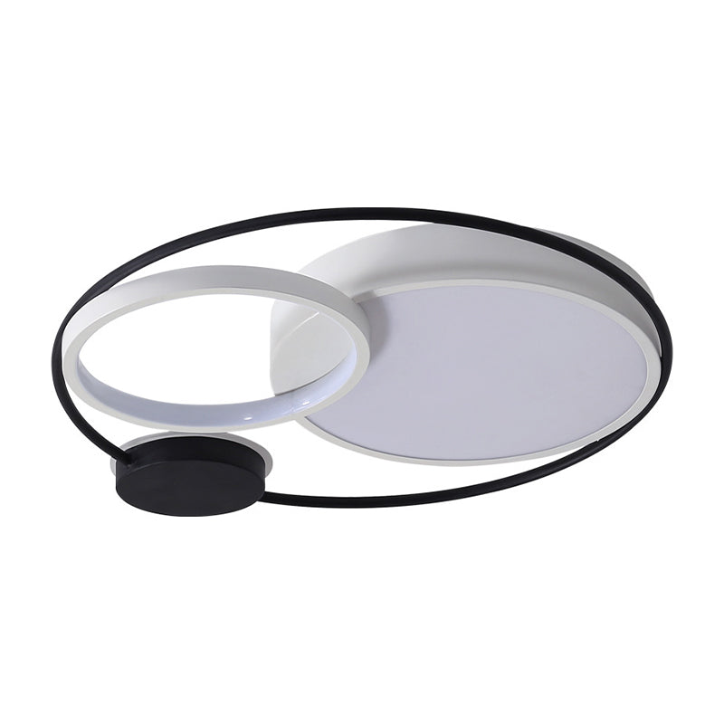 Acrylic Round Flush Ceiling Light Fixture Contemporary 16"/19"/23.5" Wide LED Flush Mount in Black and White Clearhalo 'Ceiling Lights' 'Close To Ceiling Lights' 'Close to ceiling' 'Flush mount' Lighting' 297630