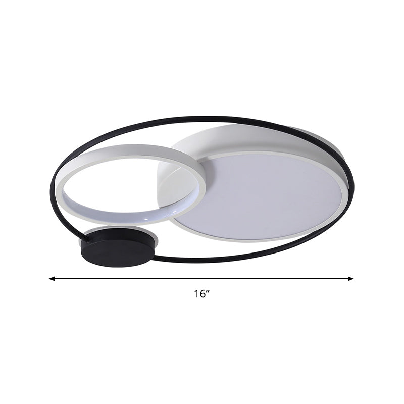 Acrylic Round Flush Ceiling Light Fixture Contemporary 16"/19"/23.5" Wide LED Flush Mount in Black and White Clearhalo 'Ceiling Lights' 'Close To Ceiling Lights' 'Close to ceiling' 'Flush mount' Lighting' 297631