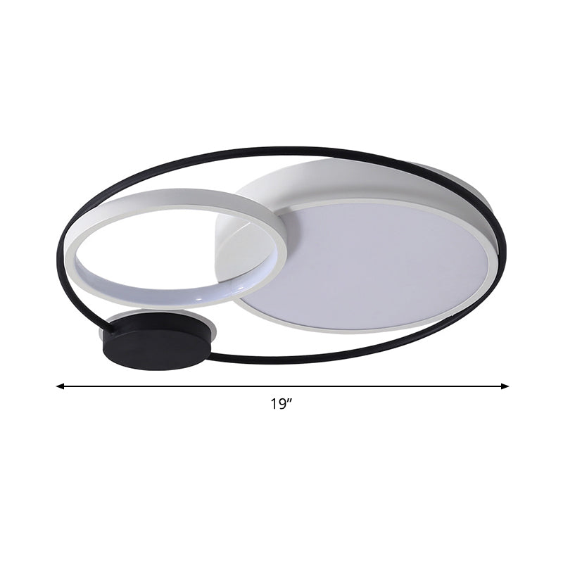 Acrylic Round Flush Ceiling Light Fixture Contemporary 16"/19"/23.5" Wide LED Flush Mount in Black and White Clearhalo 'Ceiling Lights' 'Close To Ceiling Lights' 'Close to ceiling' 'Flush mount' Lighting' 297632