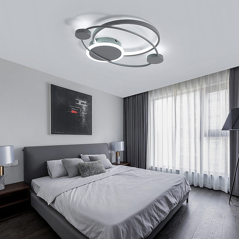 21.5"/25.5" Wide Grey Ring Flush Mount Lighting Minimalist LED Acrylic Close to Ceiling Lamp for Bedroom Grey Clearhalo 'Ceiling Lights' 'Close To Ceiling Lights' 'Close to ceiling' 'Flush mount' Lighting' 297635