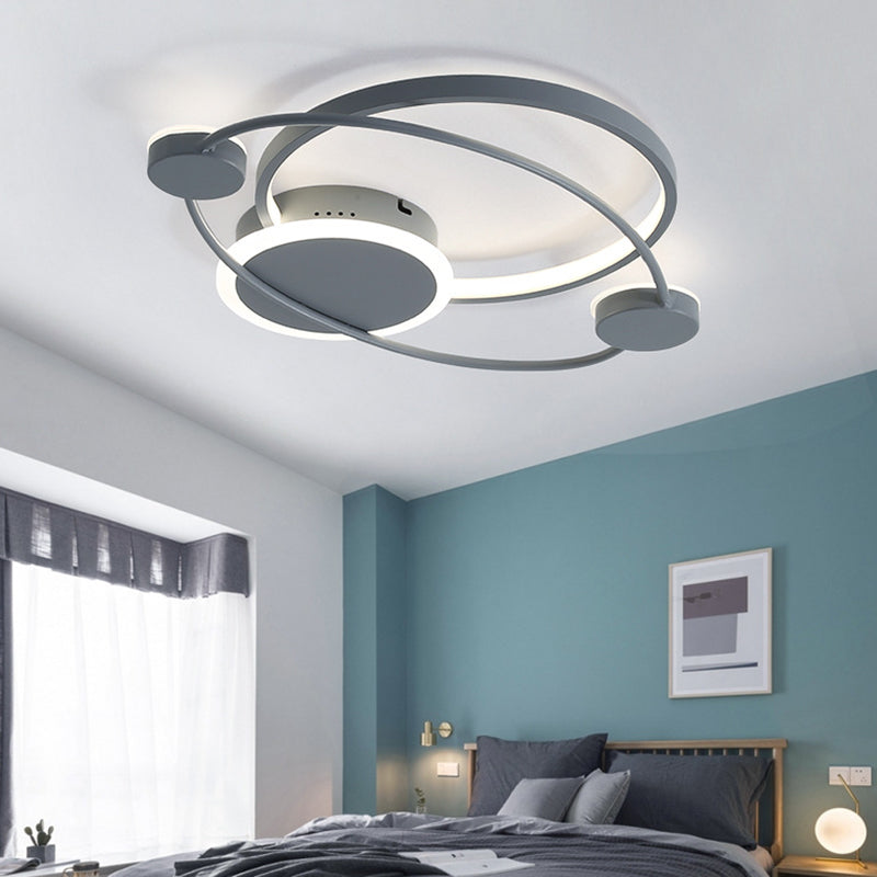 21.5"/25.5" Wide Grey Ring Flush Mount Lighting Minimalist LED Acrylic Close to Ceiling Lamp for Bedroom Clearhalo 'Ceiling Lights' 'Close To Ceiling Lights' 'Close to ceiling' 'Flush mount' Lighting' 297636