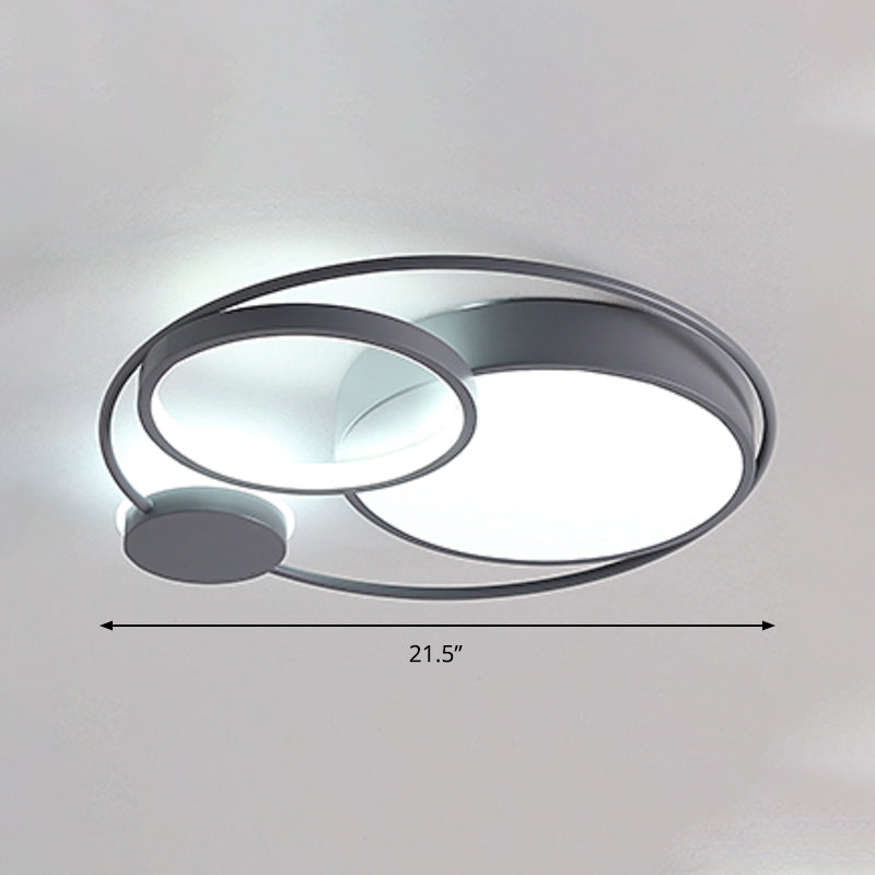 21.5"/25.5" Wide Grey Ring Flush Mount Lighting Minimalist LED Acrylic Close to Ceiling Lamp for Bedroom Clearhalo 'Ceiling Lights' 'Close To Ceiling Lights' 'Close to ceiling' 'Flush mount' Lighting' 297639