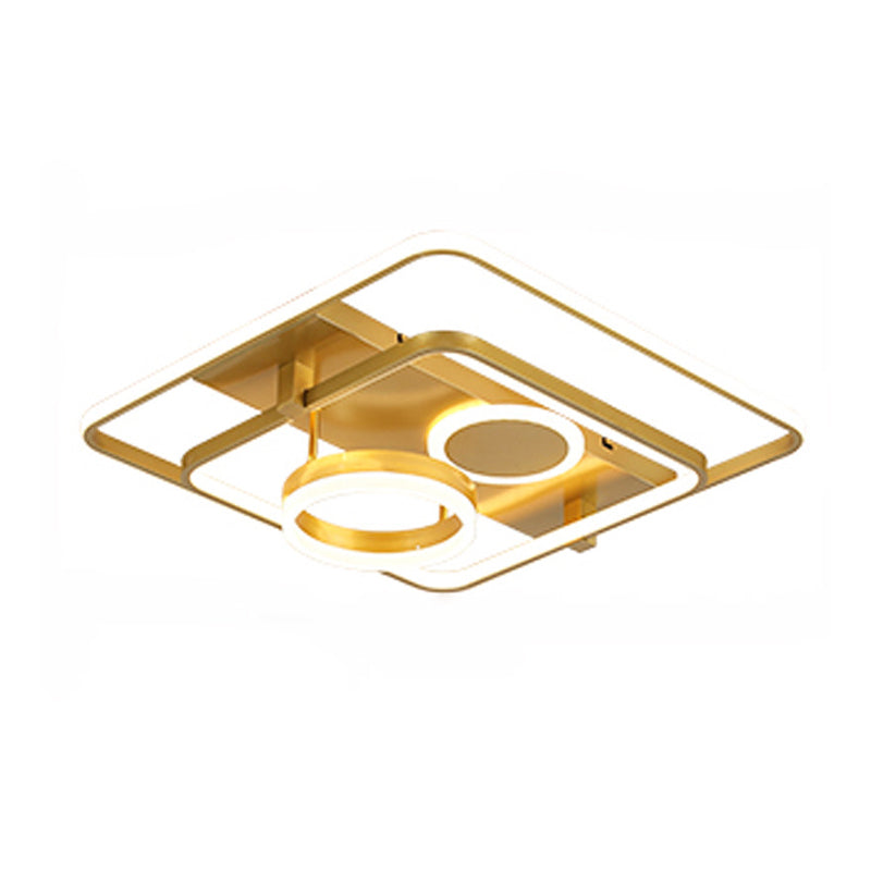 Minimalist Square Flush Mount Lamp Acrylic 18"/21.5" Wide LED Bedroom Flush Ceiling Light in Gold Clearhalo 'Ceiling Lights' 'Close To Ceiling Lights' 'Close to ceiling' 'Flush mount' Lighting' 297654