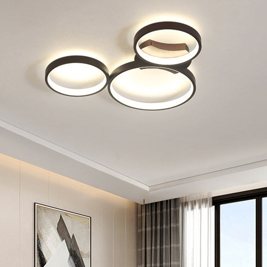 Acrylic Circle Ring Flush Mount Ceiling Fixture Minimalist 3 Lights Black Flush Light Black Clearhalo 'Ceiling Lights' 'Close To Ceiling Lights' 'Close to ceiling' 'Flush mount' Lighting' 297658