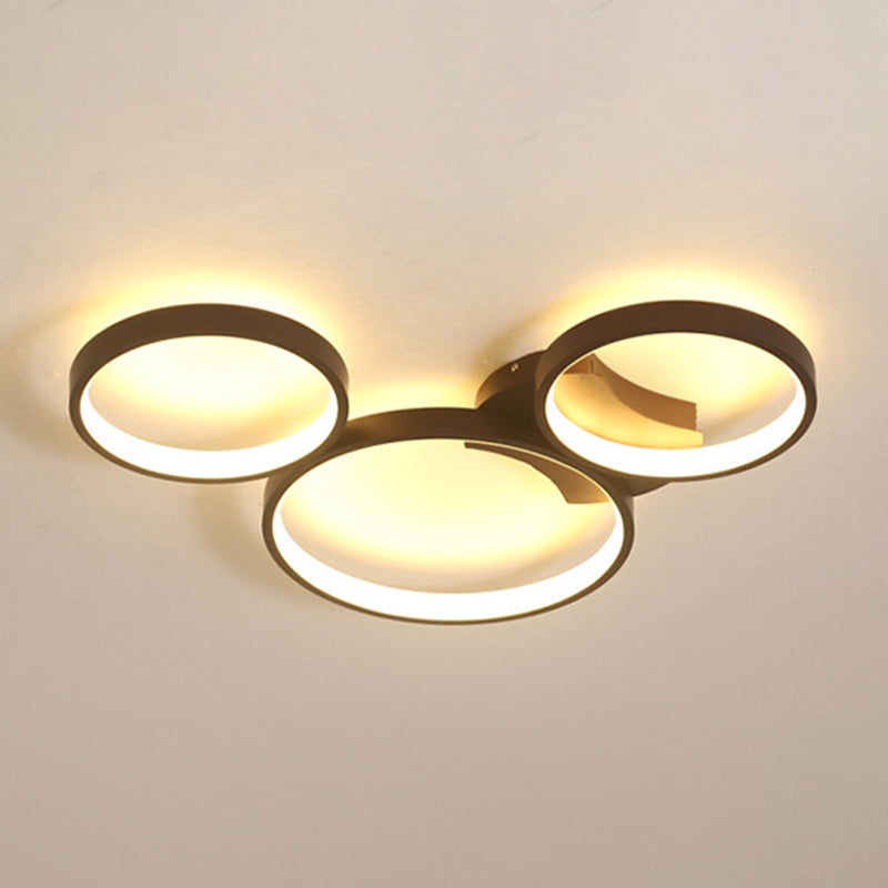 Acrylic Circle Ring Flush Mount Ceiling Fixture Minimalist 3 Lights Black Flush Light Clearhalo 'Ceiling Lights' 'Close To Ceiling Lights' 'Close to ceiling' 'Flush mount' Lighting' 297659