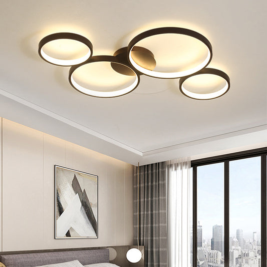 Circle Ring Acrylic Ceiling Mounted Fixture 4 Lights Black Flush Light for Living Room Black Clearhalo 'Ceiling Lights' 'Close To Ceiling Lights' 'Close to ceiling' 'Flush mount' Lighting' 297663