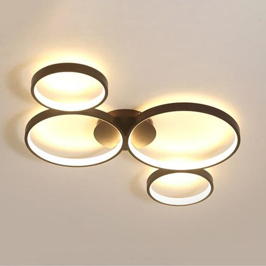 Circle Ring Acrylic Ceiling Mounted Fixture 4 Lights Black Flush Light for Living Room Clearhalo 'Ceiling Lights' 'Close To Ceiling Lights' 'Close to ceiling' 'Flush mount' Lighting' 297665