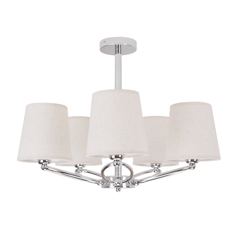 Chrome Barrel Chandelier Lamp Modernism 5 Lights Fabric Pendant Light Kit for Bedroom Clearhalo 'Ceiling Lights' 'Chandeliers' 'Modern Chandeliers' 'Modern' Lighting' 297704