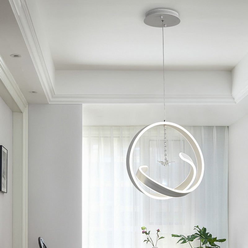 Twist Hanging Light Fixture Simple Style Acrylic White LED Chandelier Pendant Light, Warm/White Light White White Clearhalo 'Ceiling Lights' 'Chandeliers' 'Modern Chandeliers' 'Modern' Lighting' 297717