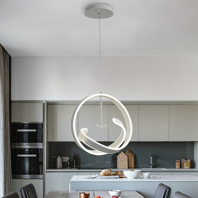 Twist Hanging Light Fixture Simple Style Acrylic White LED Chandelier Pendant Light, Warm/White Light Clearhalo 'Ceiling Lights' 'Chandeliers' 'Modern Chandeliers' 'Modern' Lighting' 297718