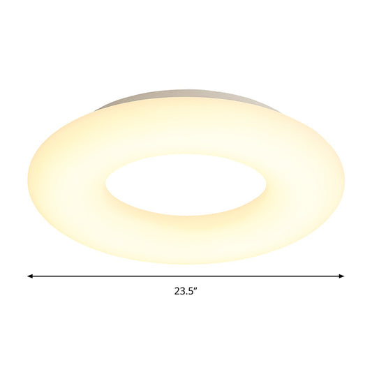 18"/23.5" Wide Doughnut Acrylic Flush Mount Lighting Modern LED Close to Ceiling Lamp in White Clearhalo 'Ceiling Lights' 'Close To Ceiling Lights' 'Close to ceiling' 'Flush mount' Lighting' 297729