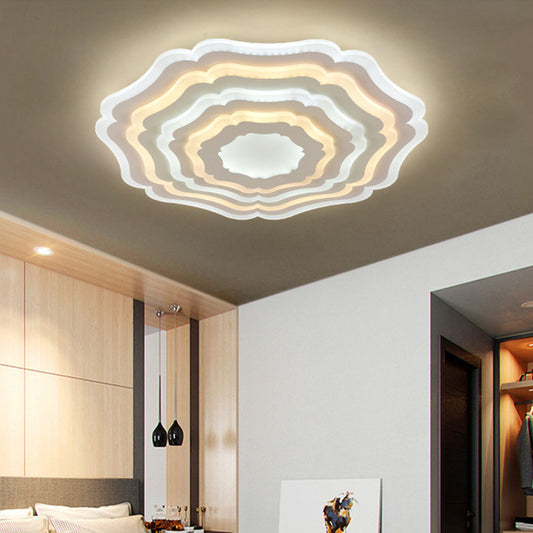 Simple Style Ripple Flush Mount Light Acrylic Bedroom LED Ceiling Light in White White Clearhalo 'Ceiling Lights' 'Close To Ceiling Lights' 'Close to ceiling' 'Flush mount' Lighting' 297768