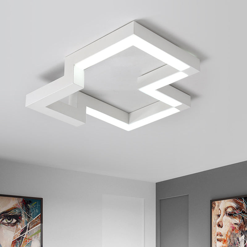 19.5"/25.5" Wide Metal Geometric Ceiling Mounted Light Modern Black/White LED Flush Light in Warm/White Light Clearhalo 'Ceiling Lights' 'Close To Ceiling Lights' 'Close to ceiling' 'Flush mount' Lighting' 297774