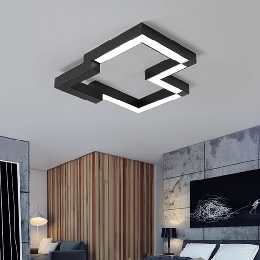 19.5"/25.5" Wide Metal Geometric Ceiling Mounted Light Modern Black/White LED Flush Light in Warm/White Light Black Clearhalo 'Ceiling Lights' 'Close To Ceiling Lights' 'Close to ceiling' 'Flush mount' Lighting' 297779