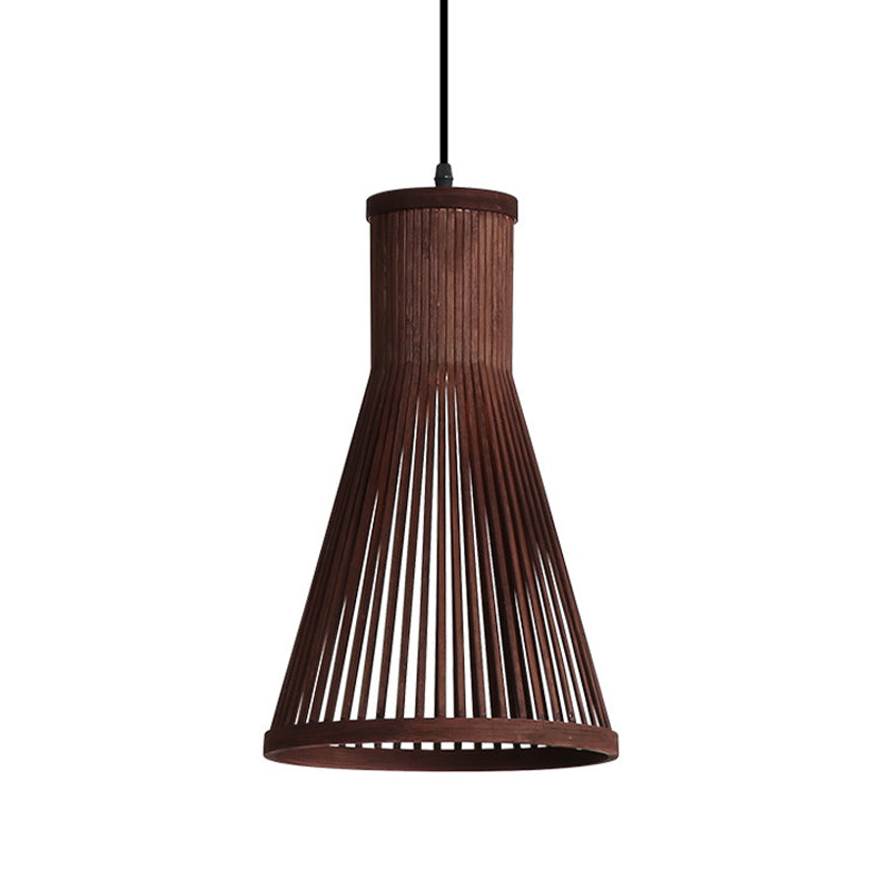 Cone Pendant Light Fixture Modern Bamboo 16"/18"/23.5" H 1 Light Beige/Brown Down Lighting for Dining Room Clearhalo 'Ceiling Lights' 'Modern Pendants' 'Modern' 'Pendant Lights' 'Pendants' Lighting' 297839