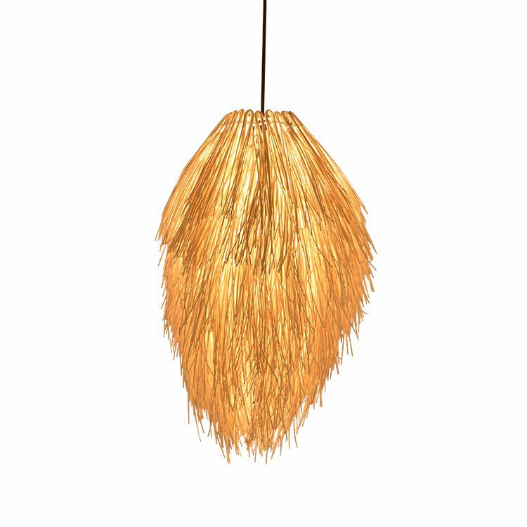 Bamboo Teardrop Pendant Lighting Contemporary 1 Light Hanging Light Fixture in Beige Clearhalo 'Ceiling Lights' 'Modern Pendants' 'Modern' 'Pendant Lights' 'Pendants' Lighting' 297859