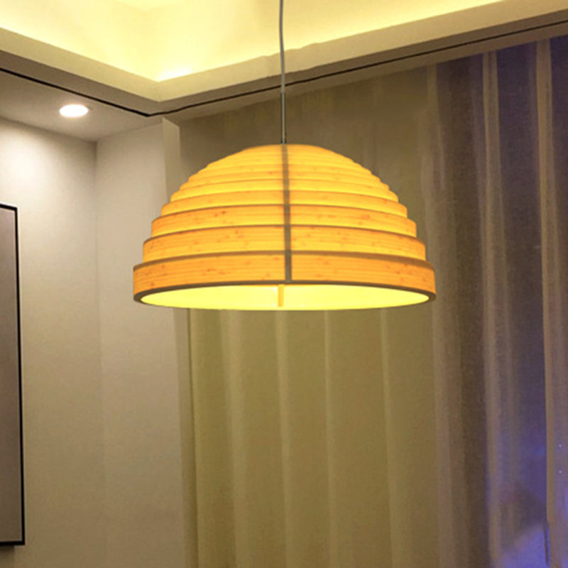 Domed Ceiling Pendant Light Modern 1 Light Beige Down Lighting for Dining Room Clearhalo 'Ceiling Lights' 'Pendant Lights' 'Pendants' Lighting' 297899