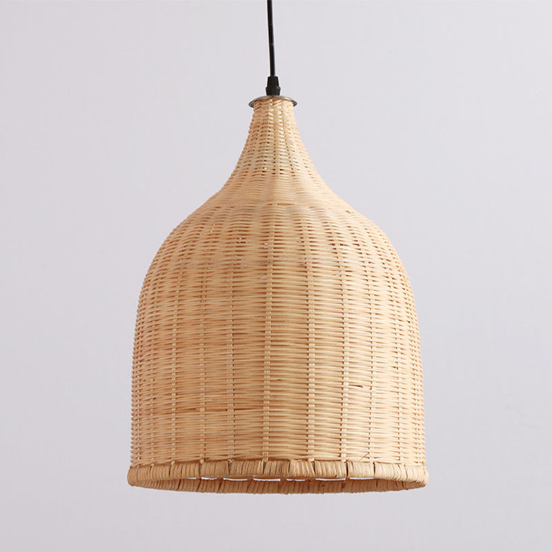 11"/14"/18" W 1 Light Living Room Pendant Lamp Modern Beige Hanging Ceiling Light with Basket Bamboo Shade Clearhalo 'Ceiling Lights' 'Modern Pendants' 'Modern' 'Pendant Lights' 'Pendants' Lighting' 297921