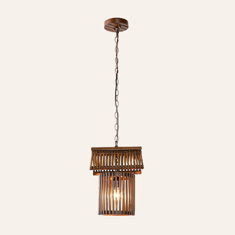 Bamboo House Shaped Pendant Light Fixture Modern 1 Light Ceiling Lamp in Brown Clearhalo 'Ceiling Lights' 'Modern Pendants' 'Modern' 'Pendant Lights' 'Pendants' Lighting' 297940