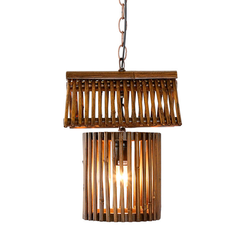 Bamboo House Shaped Pendant Light Fixture Modern 1 Light Ceiling Lamp in Brown Clearhalo 'Ceiling Lights' 'Modern Pendants' 'Modern' 'Pendant Lights' 'Pendants' Lighting' 297941