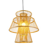 Tiered Ceiling Lamp Modern Bamboo 1 Light Beige Suspension Pendant for Dining Room Clearhalo 'Ceiling Lights' 'Modern Pendants' 'Modern' 'Pendant Lights' 'Pendants' Lighting' 297957