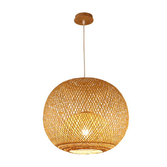 14"/18"/21.5" W 1 Light Dining Room Pendant Lighting Bamboo Modern Beige Hanging Ceiling Light with Globe Bamboo Shade Clearhalo 'Ceiling Lights' 'Modern Pendants' 'Modern' 'Pendant Lights' 'Pendants' Lighting' 297965