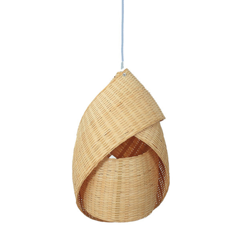 Twist Bamboo Hanging Light Modern 8.5"/10" Wide 1 Light Beige Suspension Pendant for Restaurant Clearhalo 'Ceiling Lights' 'Modern Pendants' 'Modern' 'Pendant Lights' 'Pendants' Lighting' 297981