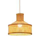 Modern Round Bamboo Drop Pendant 1 Light Hanging Ceiling Light in Beige for Dining Room Clearhalo 'Ceiling Lights' 'Modern Pendants' 'Modern' 'Pendant Lights' 'Pendants' Lighting' 297985