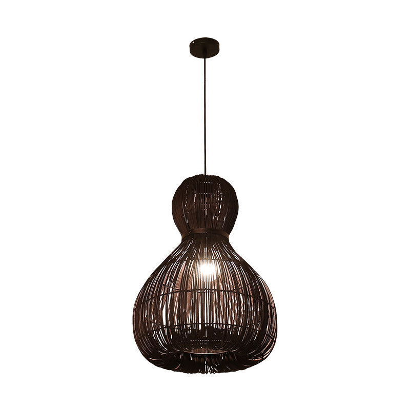 8"/12"/16" Wide Tapered Ceiling Pendant Lamp Simple Bamboo 1 Light Coffee Hanging Lamp for Indoor Clearhalo 'Ceiling Lights' 'Modern Pendants' 'Modern' 'Pendant Lights' 'Pendants' Lighting' 297995