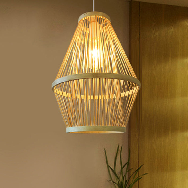 Curved Pendant Light Fixture Modern Bamboo 1 Light Wood Hanging Lamp for Dining Room Clearhalo 'Ceiling Lights' 'Modern Pendants' 'Modern' 'Pendant Lights' 'Pendants' Lighting' 298022