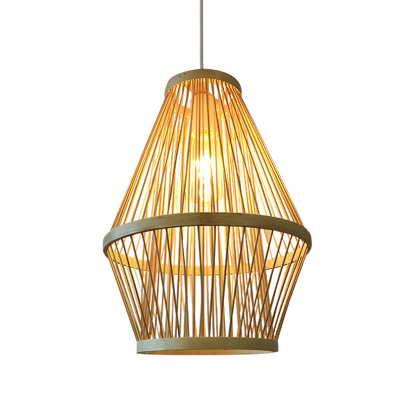 Curved Pendant Light Fixture Modern Bamboo 1 Light Wood Hanging Lamp for Dining Room Clearhalo 'Ceiling Lights' 'Modern Pendants' 'Modern' 'Pendant Lights' 'Pendants' Lighting' 298024