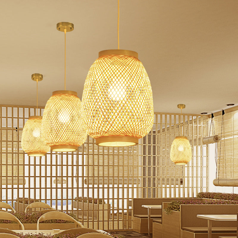 Lantern Pendant Lighting Fixture Contemporary 1 Light Restaurant Ceiling Light in Beige Beige Clearhalo 'Ceiling Lights' 'Modern Pendants' 'Modern' 'Pendant Lights' 'Pendants' Lighting' 298057