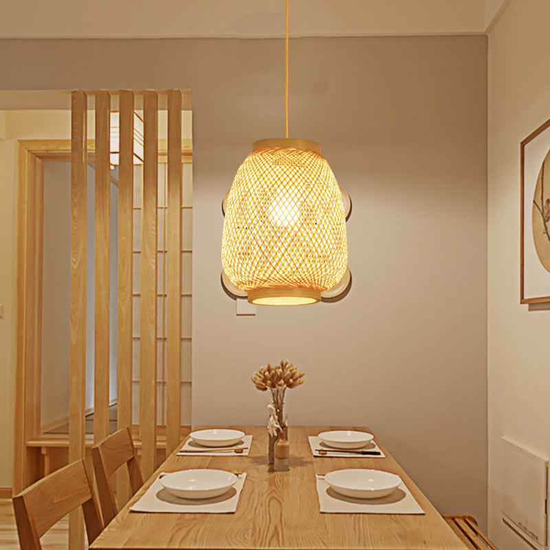 Lantern Pendant Lighting Fixture Contemporary 1 Light Restaurant Ceiling Light in Beige Clearhalo 'Ceiling Lights' 'Modern Pendants' 'Modern' 'Pendant Lights' 'Pendants' Lighting' 298059