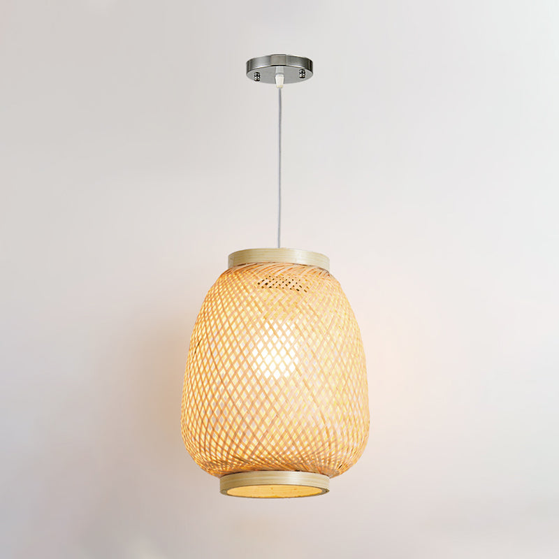 Lantern Pendant Lighting Fixture Contemporary 1 Light Restaurant Ceiling Light in Beige Clearhalo 'Ceiling Lights' 'Modern Pendants' 'Modern' 'Pendant Lights' 'Pendants' Lighting' 298060