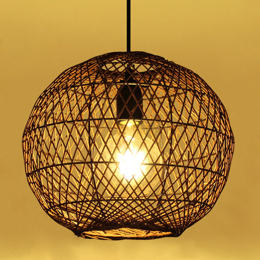 Bamboo Globe Pendant Lighting Fixture Modern 1 Light Coffee Ceiling Lamp for Indoor Clearhalo 'Ceiling Lights' 'Modern Pendants' 'Modern' 'Pendant Lights' 'Pendants' Lighting' 298090