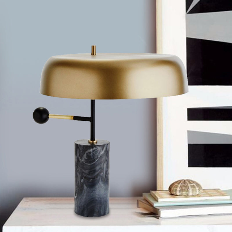 Contemporary Drum Table Light Metal 1 Light Bedside Task Lighting in Gold with Cylinder Base Gold Clearhalo 'Lamps' 'Table Lamps' Lighting' 298095