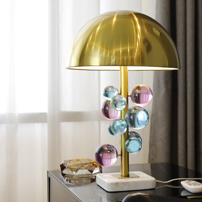 Minimalist Domed Shaped Metal Reading Light Single Light Desk Lamp in Gold with Colorful Ball Deco Gold Clearhalo 'Lamps' 'Table Lamps' Lighting' 298109