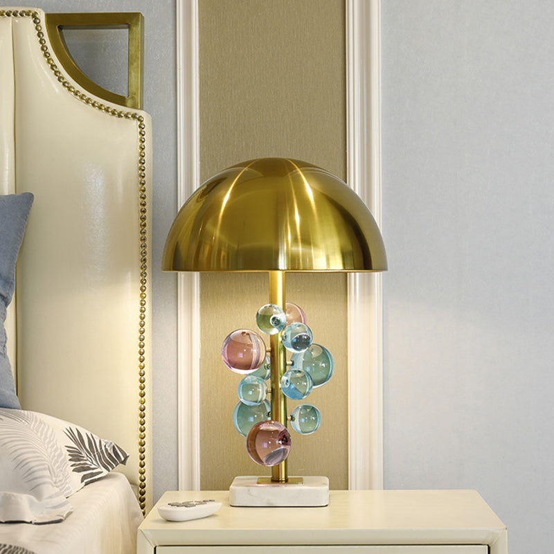 Minimalist Domed Shaped Metal Reading Light Single Light Desk Lamp in Gold with Colorful Ball Deco Clearhalo 'Lamps' 'Table Lamps' Lighting' 298111