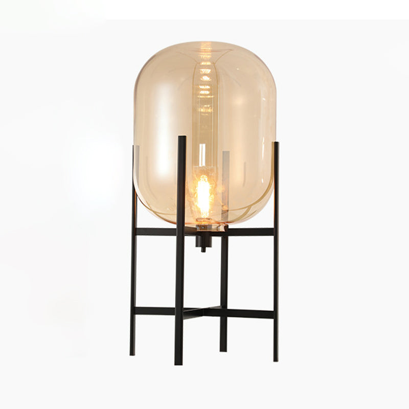 Bubble Desk Lamp Contemporary Amber/Smoke Gray Glass 10.5"/15" Wide 1 Light Black Task Lighting Clearhalo 'Lamps' 'Table Lamps' Lighting' 298133