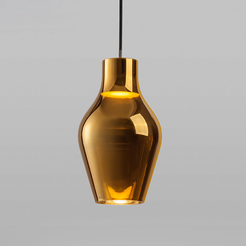 Urn Hanging Light Contemporary Gold Glass 1 Head Pendant Lighting Fixture, 6.5"/8.5" Wide Clearhalo 'Ceiling Lights' 'Glass shade' 'Glass' 'Modern Pendants' 'Modern' 'Pendant Lights' 'Pendants' Lighting' 298150