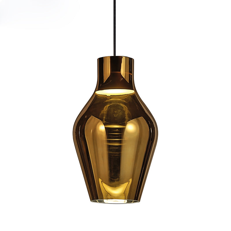 Urn Hanging Light Contemporary Gold Glass 1 Head Pendant Lighting Fixture, 6.5"/8.5" Wide Clearhalo 'Ceiling Lights' 'Glass shade' 'Glass' 'Modern Pendants' 'Modern' 'Pendant Lights' 'Pendants' Lighting' 298151