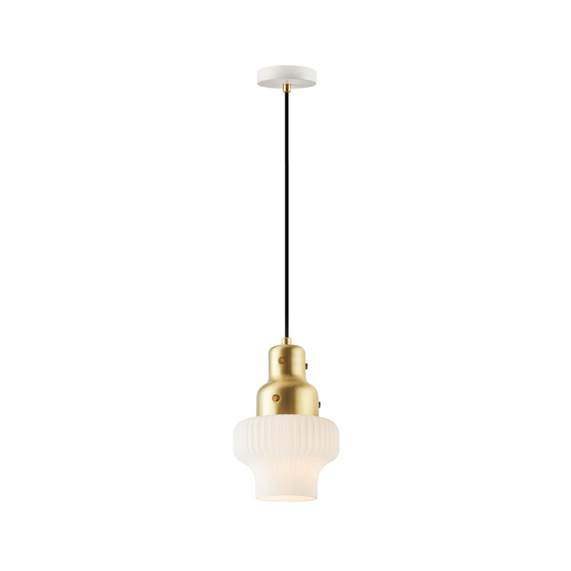 White Glass Jar Hanging Light Modernist 1 Head Pendant Lighting Fixture in Gold for Bedroom Clearhalo 'Ceiling Lights' 'Close To Ceiling Lights' 'Glass shade' 'Glass' 'Modern Pendants' 'Modern' 'Pendant Lights' 'Pendants' Lighting' 298179