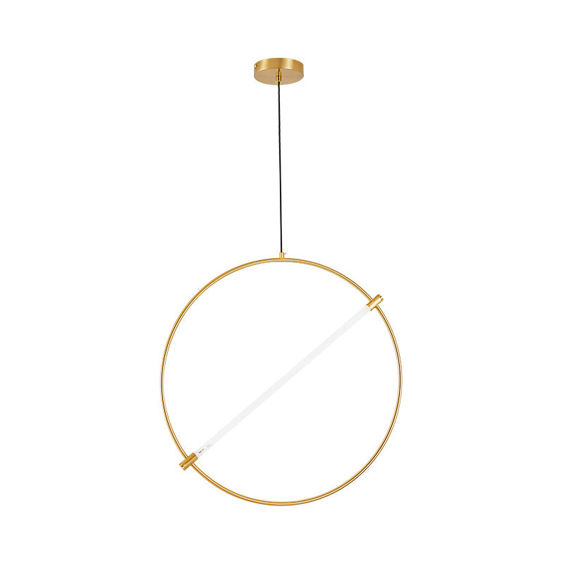 Circle Hanging Light Minimalist Metal 1 Head Gold Suspended Lighting Fixture, 16"/23.5" Wide Clearhalo 'Ceiling Lights' 'Modern Pendants' 'Modern' 'Pendant Lights' 'Pendants' Lighting' 298226