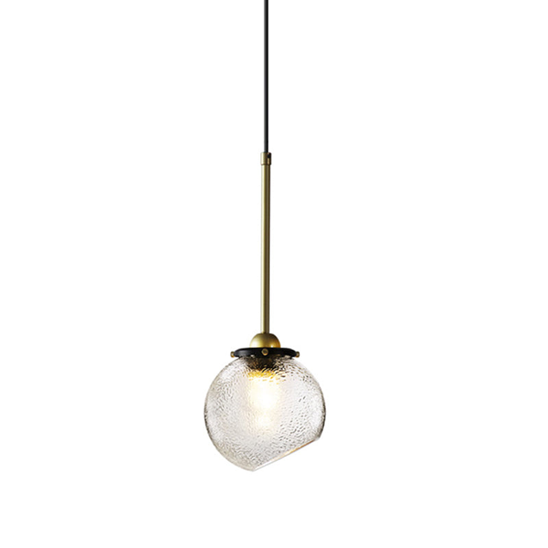 Modern 1 Bulb Hanging Light Gold Sphere Ceiling Suspension Lamp with Water Glass Shade Clearhalo 'Ceiling Lights' 'Glass shade' 'Glass' 'Modern Pendants' 'Modern' 'Pendant Lights' 'Pendants' Lighting' 302761