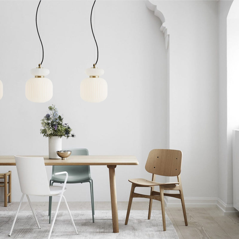 Modern Jar Ceiling Lighting White and Gold Glass 1 Bulb Dining Room Hanging Light Kit Clearhalo 'Ceiling Lights' 'Glass shade' 'Glass' 'Modern Pendants' 'Modern' 'Pendant Lights' 'Pendants' Lighting' 302795